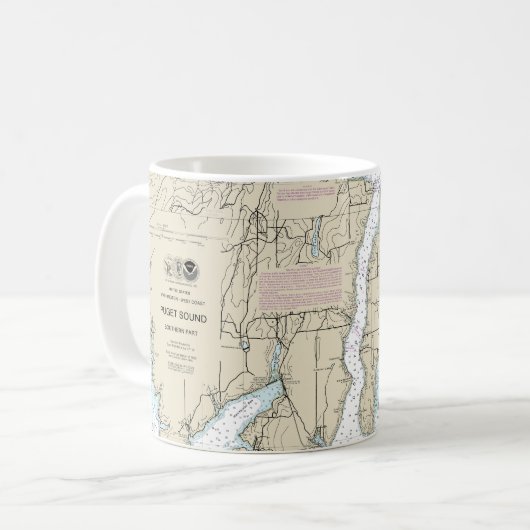Puget Sound Southern Part Nautical Chart 18448 Kaffeetasse (Vorderseite Links)