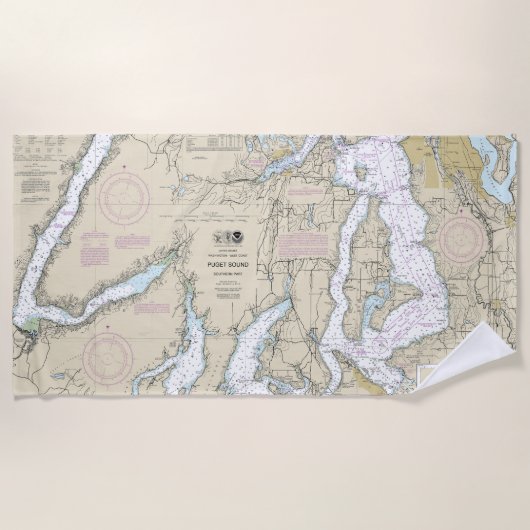 Puget Sound Southern Part Nautical Chart 18448 Strandtuch (Vorderseite)