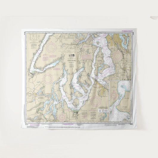 Puget Sound Southern Part Nautical Chart 18448 Wandteppich (Vorderseite (Horizontal))