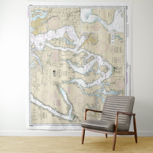 Puget Sound Southern Part Nautical Chart 18448 Wandteppich (Beispiel)