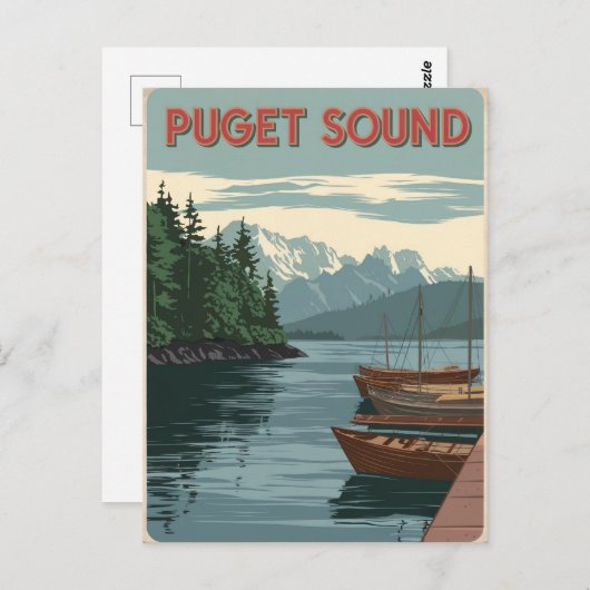 Puget Sound Vintag Postkarte (Vorne/Hinten)