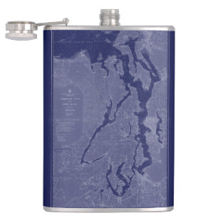Puget Sound Vintage Karte Seekarte Blaue Flasche Flachmann
