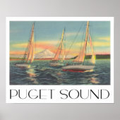 Puget Sound Vintage Stil Poster (Vorne)