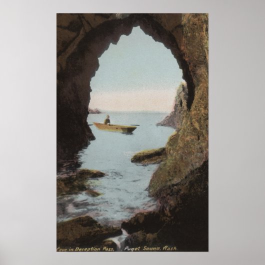 Puget Sound, WA - Höhle in Täuschung Poster (Vorne)