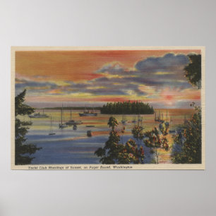 Puget Sound, WA - Yacht Club Morgens Poster