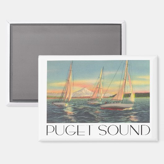Puget Sound Washington Staat Vintage-Stil Magnet (Vorderseite/Rückseite)