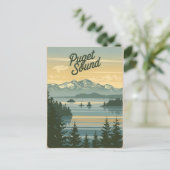 Puget Sound Washington Vintag Postkarte (Stehend Vorderseite)