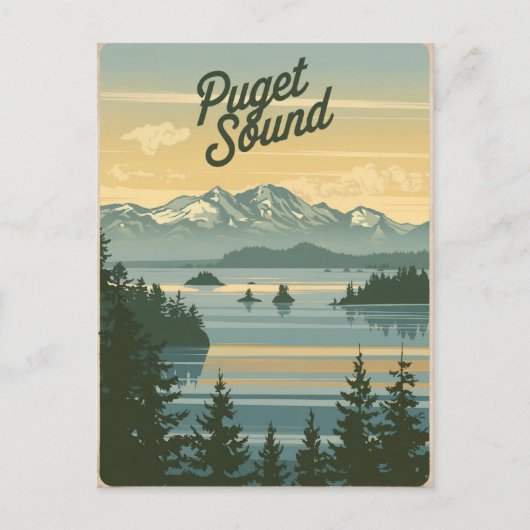 Puget Sound Washington Vintag Postkarte (Vorderseite)