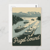 Puget Sound Washington Vintag Postkarte (Vorne/Hinten)