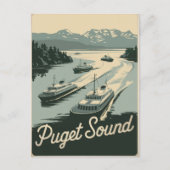 Puget Sound Washington Vintag Postkarte (Vorderseite)