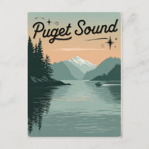 Puget Sound Washington Vintage Postkarte
