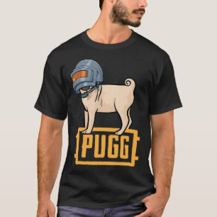 PUGG Süßer lustiger Pug mit PUBG-Level-3-Helm T-Shirt