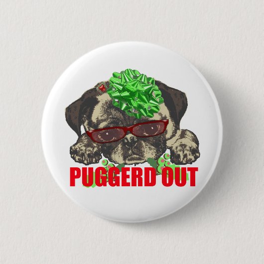 Puggerd heraus Mopswelpe Button (Vorderseite)