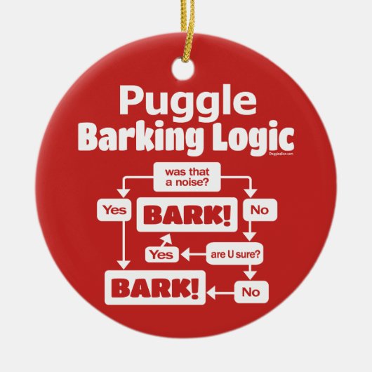 Puggle Barking Logic Keramik Ornament (Vorne)