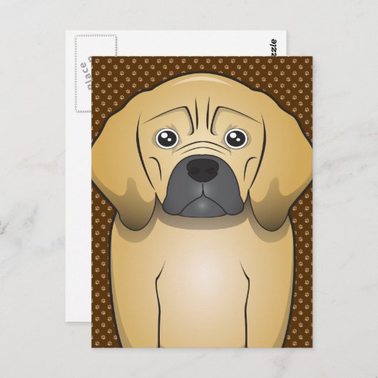 Puggle Dog Cartoon Paws Postkarte (Vorne/Hinten)
