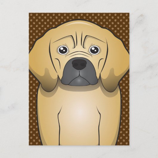 Puggle Dog Cartoon Paws Postkarte (Vorderseite)