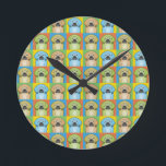 Puggle Dog Cartoon Pop-Art Runde Wanduhr<br><div class="desc">Puggle Cartoon Pop-Art</div>