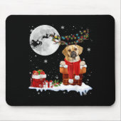 Puggle Dog Chimney Ugly Christmas Lights Xmas Paja Mousepad (Vorne)