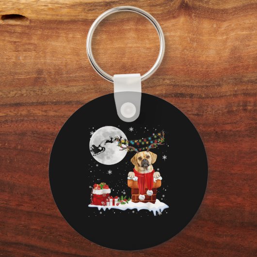 Puggle Dog Chimney Ugly Christmas Lights Xmas Paja Schlüsselanhänger (Vorderseite)