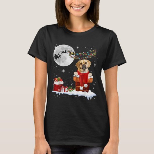 Puggle Dog Chimney Ugly Christmas Lights Xmas Paja T-Shirt (Vorderseite)