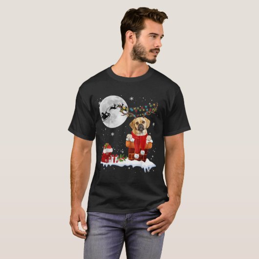 Puggle Dog Chimney Ugly Christmas Lights Xmas Paja T-Shirt (Vorne ganz)