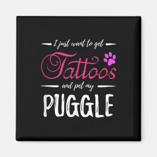 Puggle Dog Lover Tattoo Shirt Funny Dog Mama Gesch Magnet