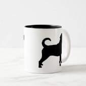 Puggle HundeSilhouette Zweifarbige Tasse (VorderseiteRechts)