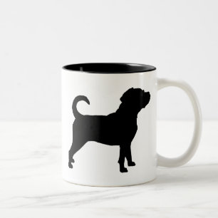 Puggle HundeSilhouette Zweifarbige Tasse