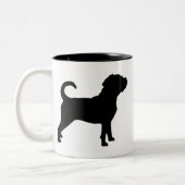Puggle HundeSilhouette Zweifarbige Tasse (Links)