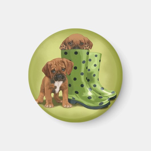 Puggle in Stiefeln Magnet (Vorne)