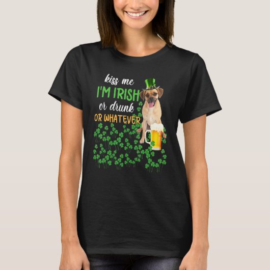 Puggle Küss mich, ich bin Ire oder betrunken oder T-Shirt (Vorderseite)
