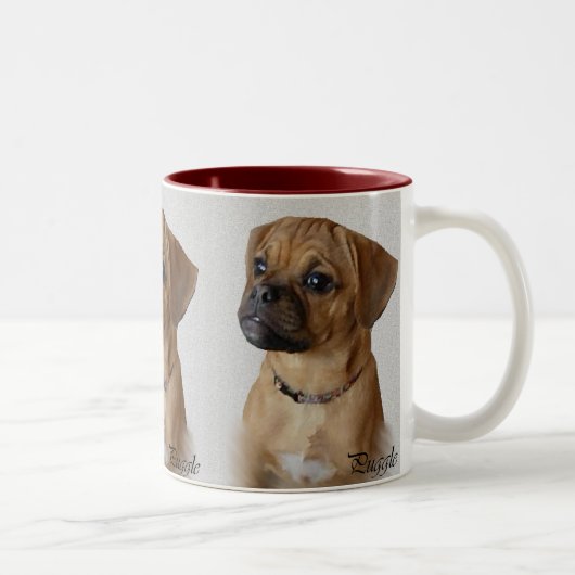 Puggle Lovers Geschenke Zweifarbige Tasse (Rechts)