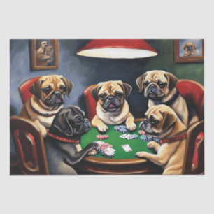 Puggle Poker Party Decoupage Paper Seidenpapier