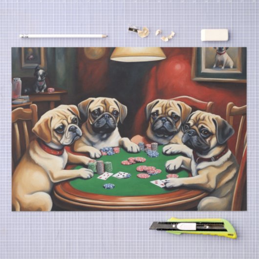 Puggle Poker Party Decoupage Paper Seidenpapier (Handwerk)
