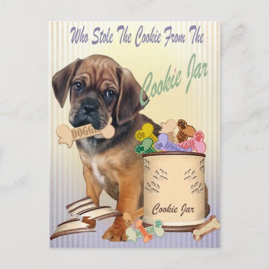 Puggle Stole Cookie von Cookie JAR Cards Postkarte (Vorderseite)