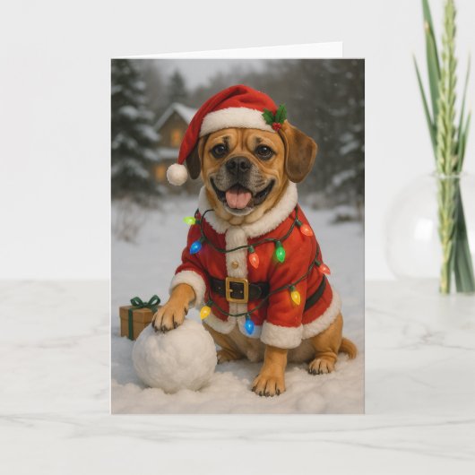 Puggle-Weihnachtskarte Karte (Vorderseite)