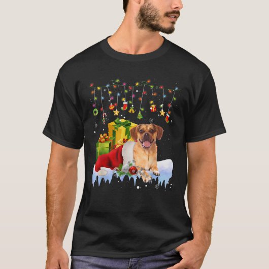 Puggle Weihnachtsmannmütze Weihnachtslicht Weihnac T-Shirt (Vorderseite)