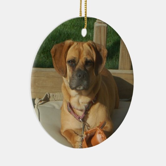 Puggle Weihnachtsverzierung Keramikornament (Rechts)