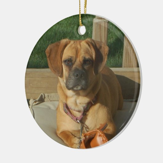 Puggle Weihnachtsverzierung Keramikornament (Links)