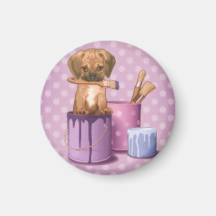 Puggle Welpe im Malereitopf Magnet