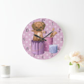 Puggle Welpe in der Lackierdose Große Wanduhr (Zuhause)