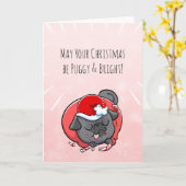 Puggy and Bright Black Mops Weihnachtskarte Karte (Gelbe Blume)