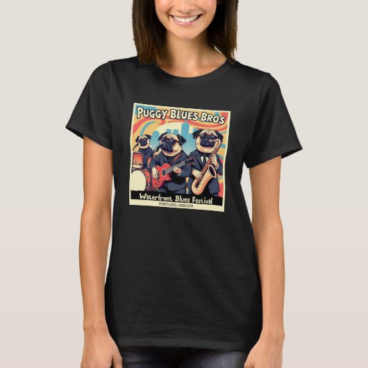 Puggy Blues Bros. Portland Oregon T-Shirt (Vorderseite)