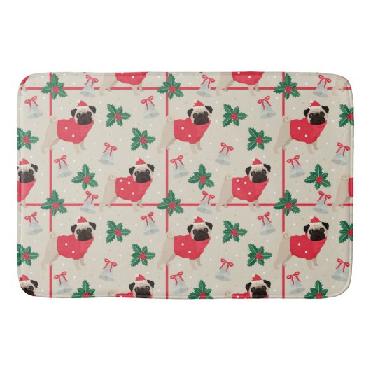 Puggy Christmas Bath Mat Badematte (Vorderseite)