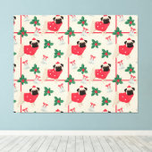 Puggy Christmas Canvas Print Leinwanddruck (Insitu (Holzboden))