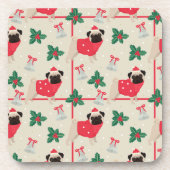 Puggy Christmas Cork Backed Untersetzer (Vorderseite)