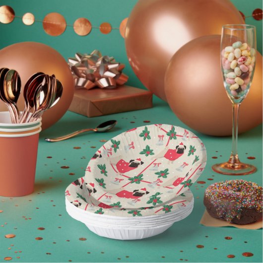 Puggy Christmas Paper Bowls Pappteller (Multi)