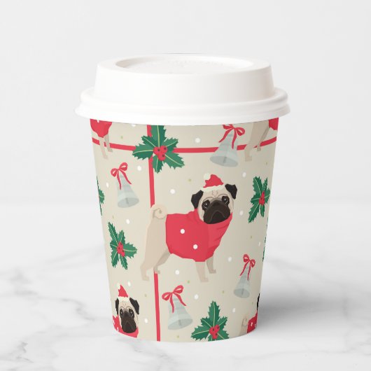 Puggy Christmas Paper Cups Pappbecher (Links)