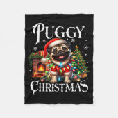 Puggy Christmas Pug Xmas Pug Santa Claus Pug Fleecedecke (Vorderseite)