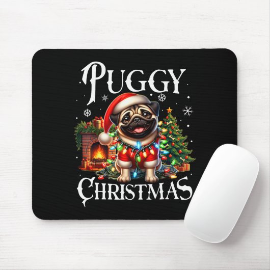 Puggy Christmas Pug Xmas Pug Santa Claus Pug Mousepad (Mit Mouse)